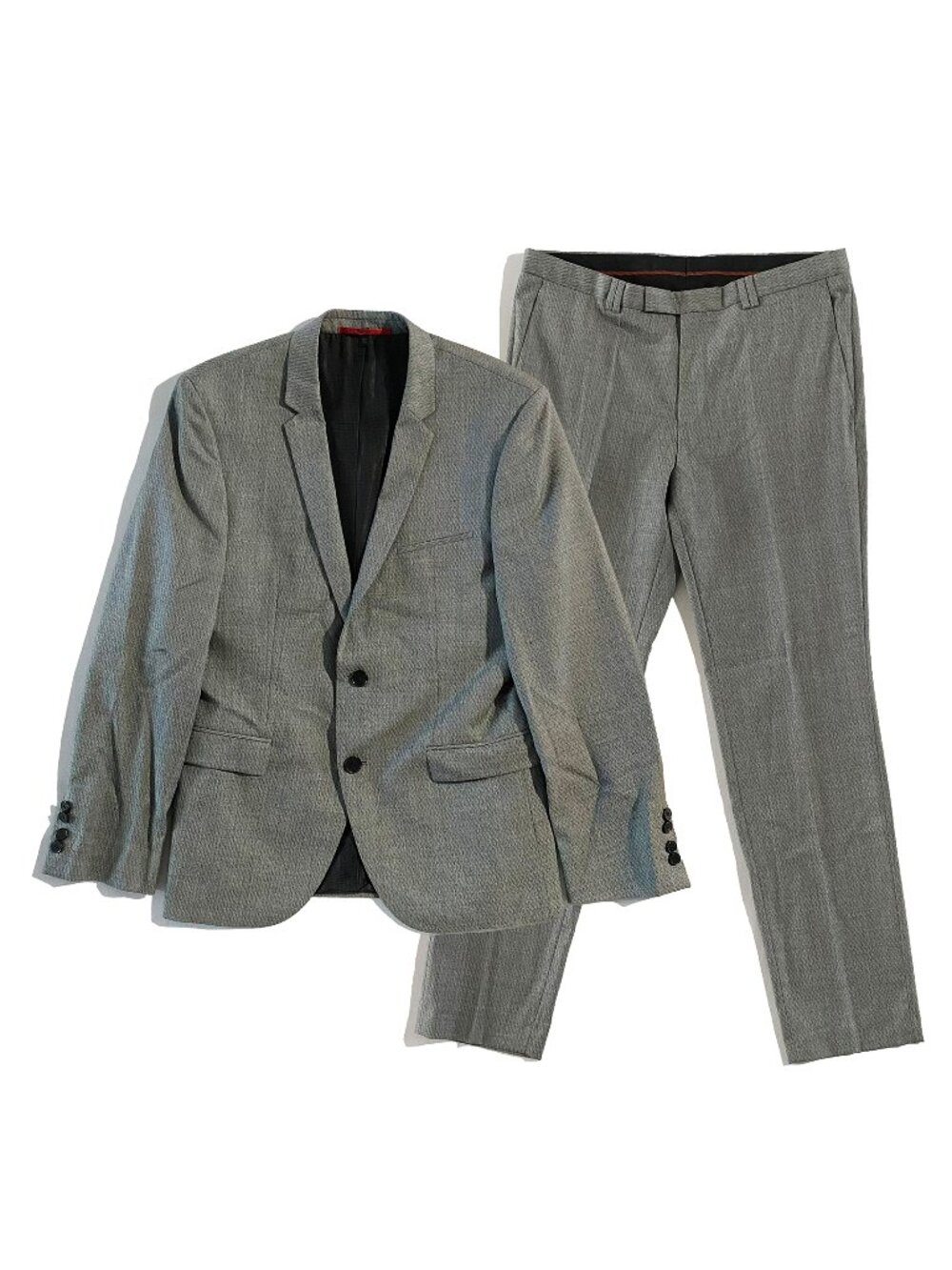 HUGO Hugo Boss Suit Mens Size 40S Grey Sharkskin Slim Fit